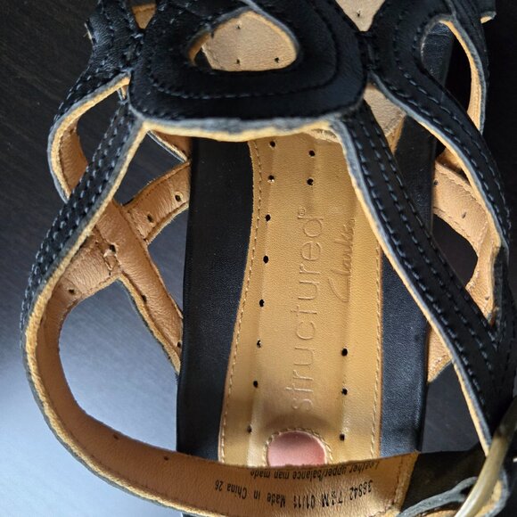 Clark's Artisan Black Leather Sandals, Women's Size 7 1/2 Medium, EUC Cute! - Picture 5 of 5